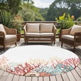 thumbnail image 4 of Red Coral Coastal Round Area Rug 8Ft Washable Large Circle Rugs for Living Room Dorm, Summer Beach Shells Starfish Ocean Non-Slip Carpet Floor Mats Indoor Outdoor Carpet Runner Aesthetic Home Decor, 4 of 8