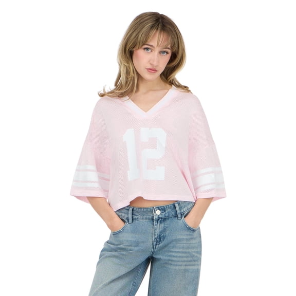 Forever 21 Women’s Mesh Cropped Boxy Football Tee, XS-XL
