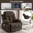 thumbnail image 7 of Swivel Rocker Recliner for Adults, LEGAHOME 24.4in Glider Rocking Chair for Nursery, Manual Rocking Chair with Massage and Heat for Adults, Living Room Massage Recliner Sofa with Cup Holder, Brown, 7 of 7