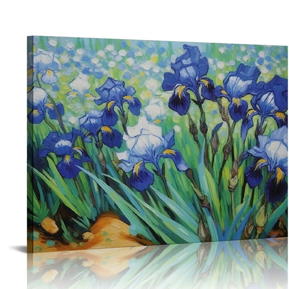 COMIO Wheat Field with Cypresses Vincent Van Gogh Canvas Wall Art, Large Framed Wall Art Paintings for Wall Decorations for Bedroom (Vincent van Gogh Irises, 16" x 22" - Ready to Hang)