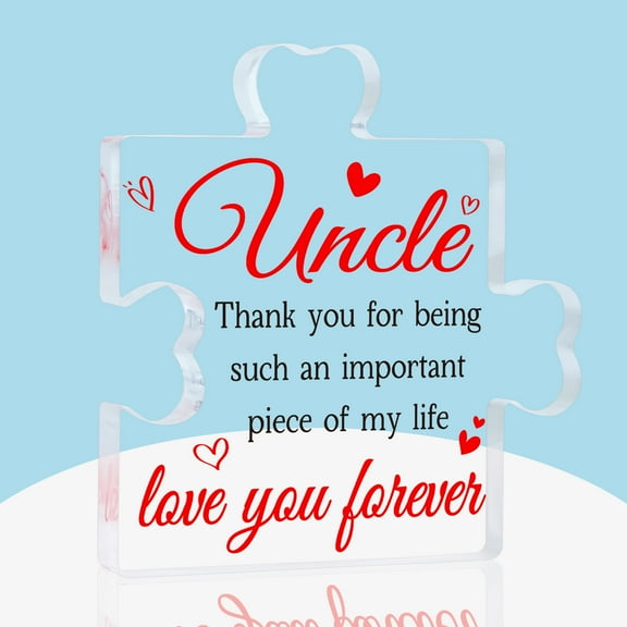 WaaHome Fathers Day Uncle Gifts from Niece Nephew Keepsake and Paperweight Acrylic Block Puzzle Piece Decorations Birthday Gifts Christmas Gifts Idea for Uncle Room Decor