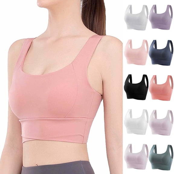 SMihono Sports Bras for Women No Underwire Large Bust High Impact Wirefree Bra Slim Fit Push Up Yoga Sports Bra Hot Pink XL