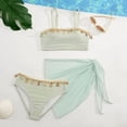 thumbnail image 2 of kpoplk Girls Swimsuits 3 Piece Bathing Suit Leopard Printed Bikini Set with Cover Up Skirt Summer Beach Swimwear 6-15 Years(Light Green,10-11 Y), 2 of 9