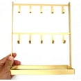 thumbnail image 3 of ABCISI 1 PC Tabletop Hook Rack – Jewelry Display Stand – Metal Retail Counter Display Stand for Necklace Bracelets, Earrings, Ring, Keys, Watches (Gold), 3 of 12