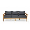 thumbnail image 6 of Christopher Knight Home Patio 3 Seater Sofa, Solid Wood Frame with Cushions, Dark Grey, 6 of 6