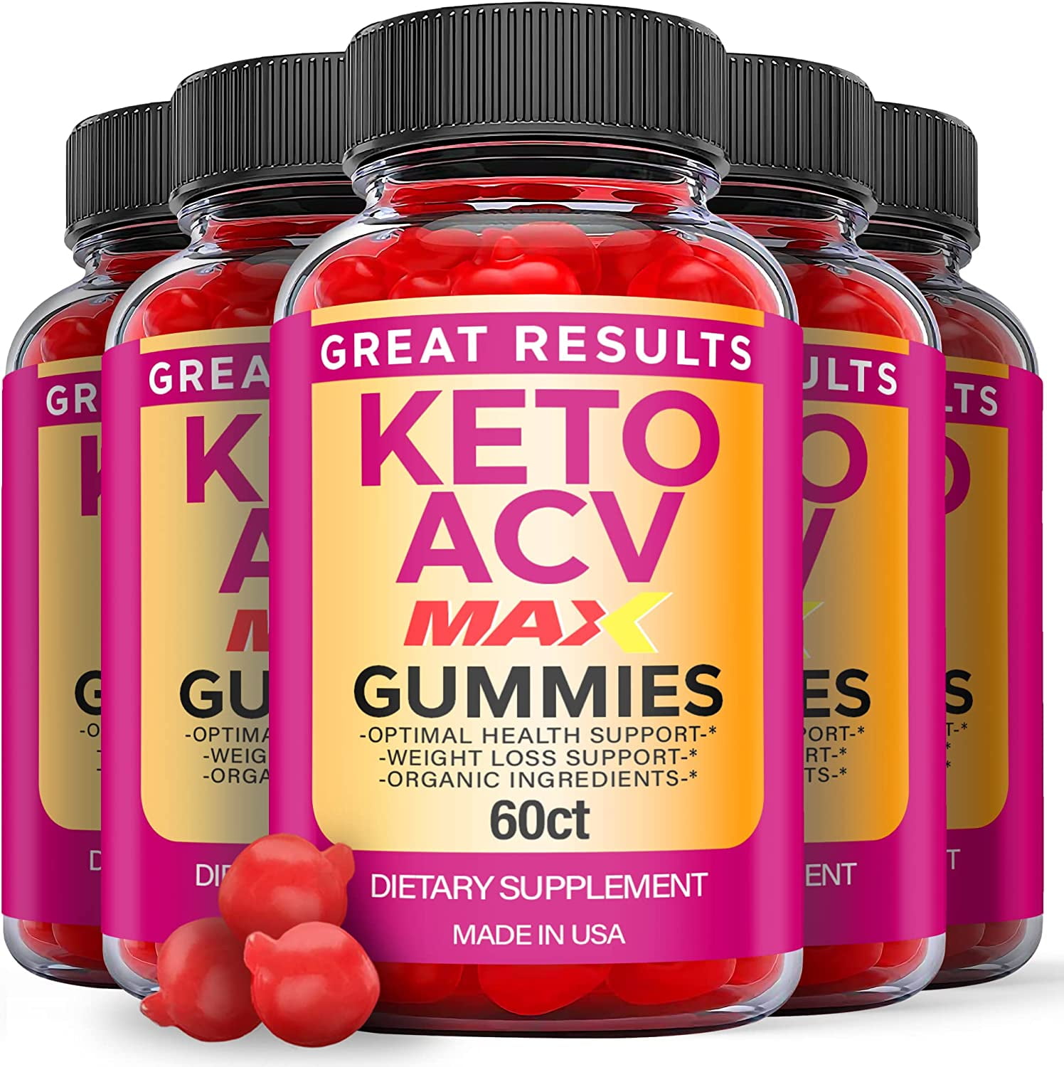 (5 Pack) Great Results Max Keto ACV Gummies Supplement for Weight