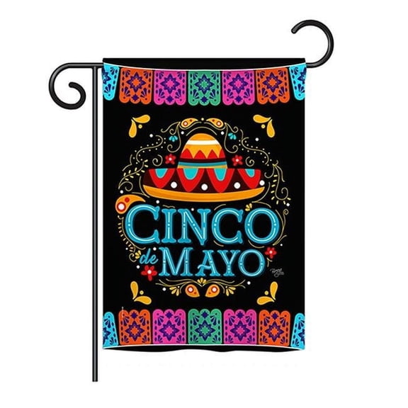Breeze Decor BD-SW-H-115138-IP-BO-D-US18-BD  Picado Cinco De Mayo Country & Primitive Southwest Impressions Decorative Vertical 28 x 40 in. Double Sided House Flag