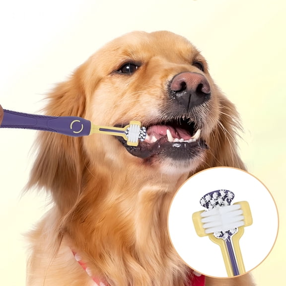 ACDANC Pet Toothbrush for Dogs And Cats - Soft Triple Head Design for Gentle Teeth Cleaning And Oral Care Plaque Removal And Fresh Breath Sturdy Pet Supplies