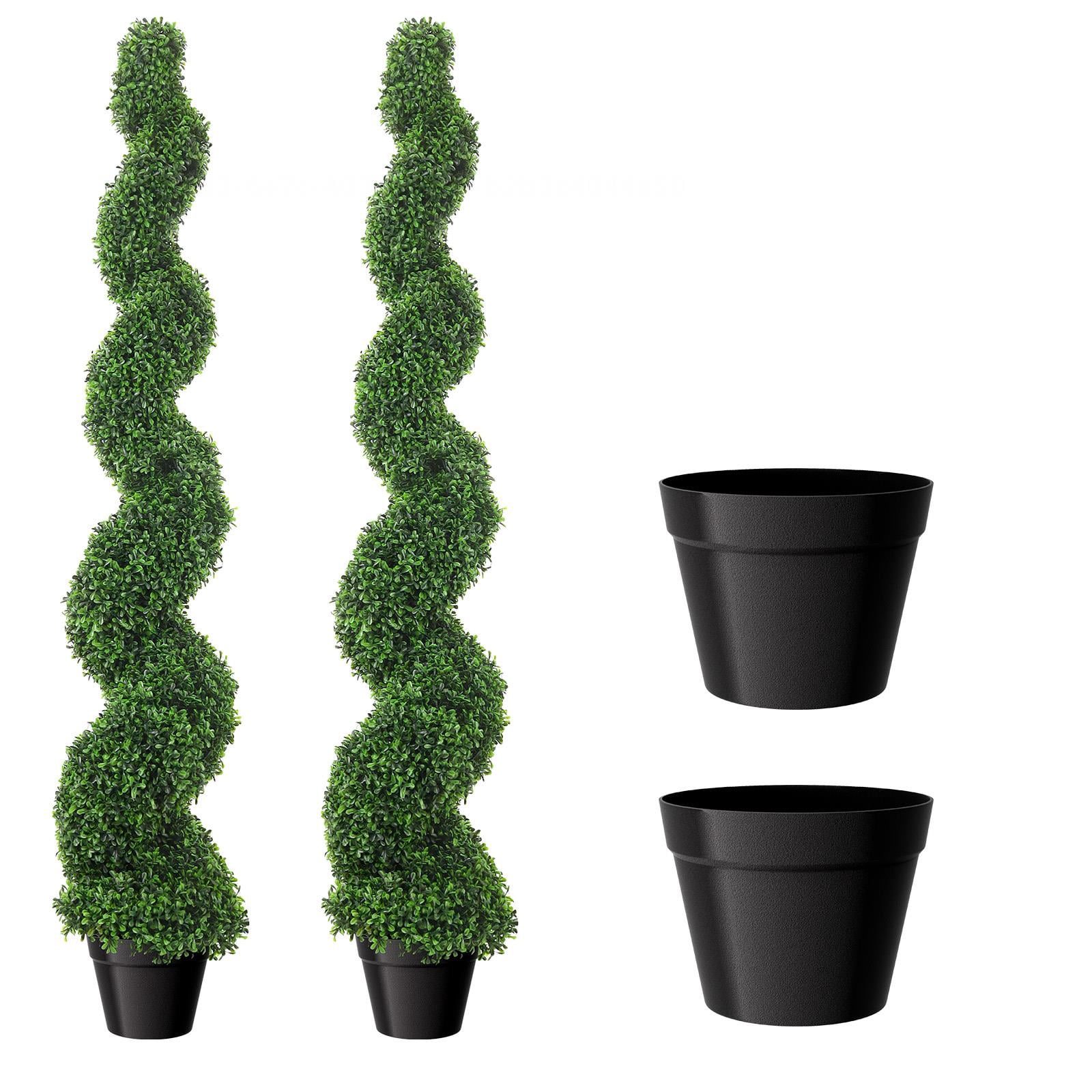 Fake Potted Boxwood Spiral Tree, 5ft, Artificial Outdoor Plant, Easy Installation, Maintenance-Free, Anti-rust Frame, All-Year Green for Wedding Venues, Events