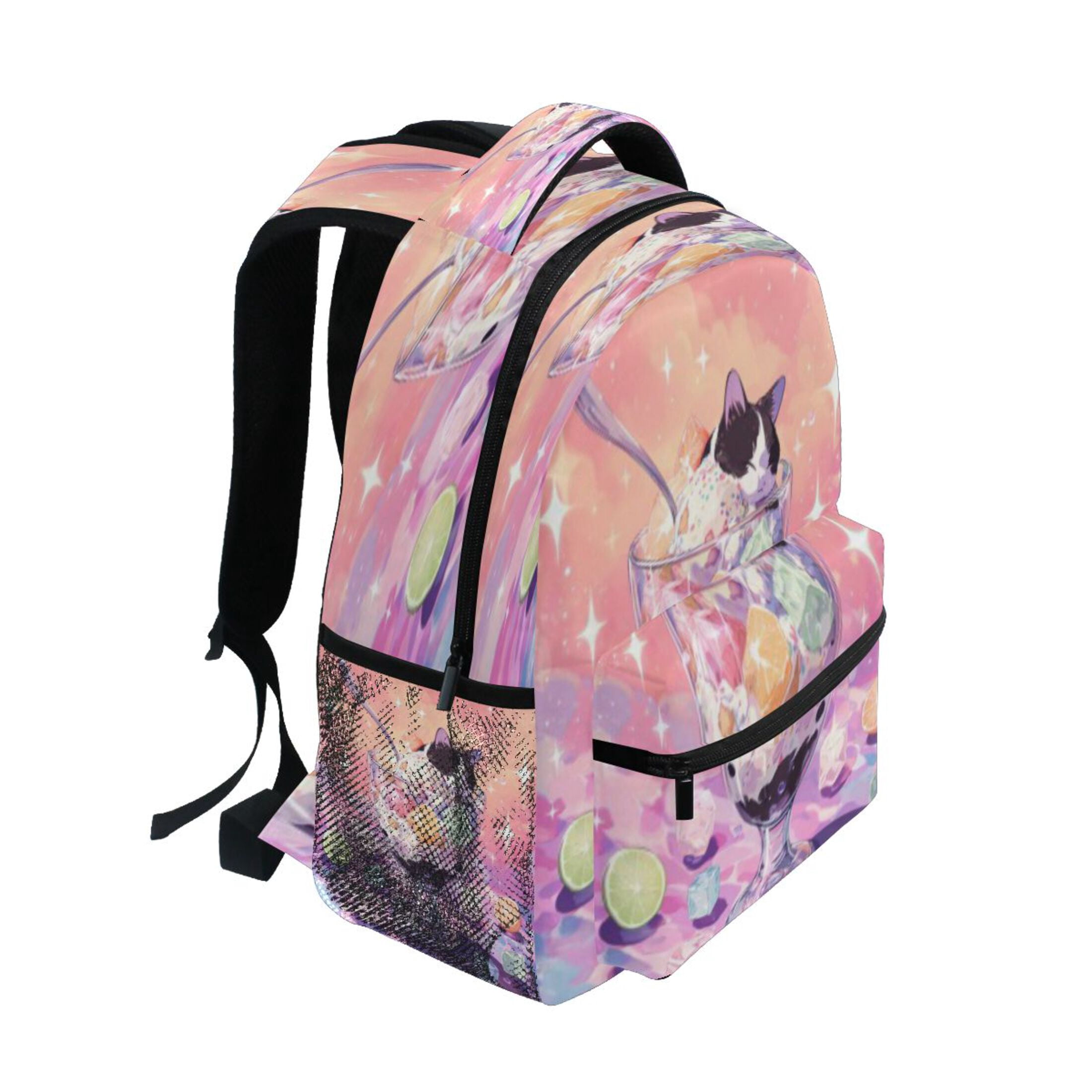 DIXRUYEE Backpack Schoolbag Cat Dessert Parfait Pattern 15L/18L 2-SIZE