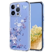 Compatible with iPhone 15 Pro Max Case Clear with Flower Design, Cute Soft Silicone TPU Floral Aesthetic Women Girls Transparent Protective Shockproof Anti-Scratch Anti-Yellow Phone Cover, A