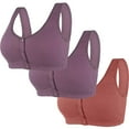 thumbnail image 1 of Tauxra Women's Front Opening Bras Without Underwire 3 Pack Seamless Wireless Comfort Full Coverage Lace Plus Size Nylon Everyday Sleep Bra, 1 of 2