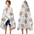 thumbnail image 3 of Football with Symbols Pattern Hooded Bath Towel，50"x30" for Ages 3 To 12 Kids, Quick Dry Lightweight Soft Microfiber Hood Beach Towel Cover Up for Kids, 3 of 7