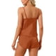thumbnail image 3 of Conjuntos de pijamas de satén para mujeres INSPIRE CHIC, top de tirantes con pantalones cortos, 2 piezas, ropa de dormir, conjunto de pijama de seda, talla S, caramelo, 3 of 6