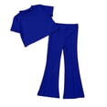 thumbnail image 2 of Liyamei Baby Kids Girls Boys Autumn Solid Cotton Short Sleeve T Shirt Long Pants Set Outfits Clothes Girls Casual Sets Size Blue 4-5 Years, 2 of 5