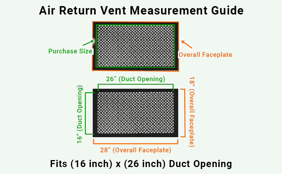 Achtek AIR RETURN 16"x26" Duct Opening (Overall Size 18"x28") | Heavy Cast Aluminum Air Grille HVAC Duct || Powder Coated
