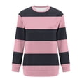 thumbnail image 3 of Trikvn Women's Wide Striped Pullover Sweatshirts Crewneck Long Sleeve Tops Fall Casual Basic Shirts with Pockets Loose Fit Comfy Y2K Loungewear Activewear Blouses, 3 of 7