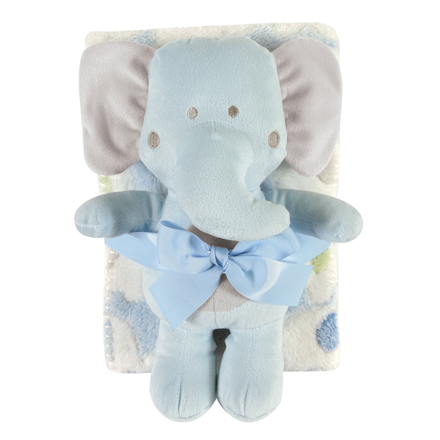 13" Blue Elephant Stuffed Toy Blanket Set
