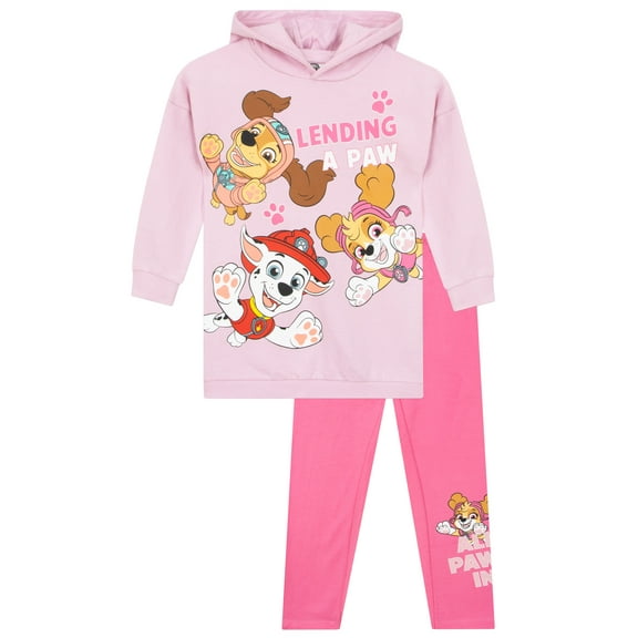 PAW Patrol Girls Longline Hoodie And Leggings Set Pink Sizes 2T - 8