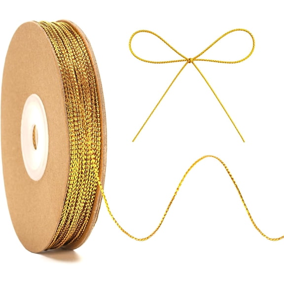 1 Roll 328 Feet 1mm Gold String Metallic Twine Crafts Decorative Cord Gift Wrapping Ornaments
