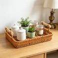 thumbnail image 5 of Hand Woven Rattan Serving Tray with Wooden Handles in Two Sizes for Food, Fruit, and Home Organization(Multicolor), 5 of 5