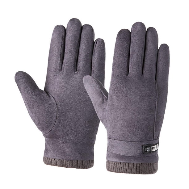 Guantes de gamuza de invierno gruesos, suaves y cálidos para motociclismo, trabajo diario y conducción. Gris