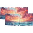 thumbnail image 1 of Cortinas de playa con cenefas para decoración del hogar, diseño de fantasía, océano, puesta de sol, olas del mar, paisaje natural de verano, cenefas de ventana para sala de estar, cocina, 54 x 18, 1 of 6