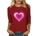 thumbnail image 3 of VKOYWKM Valentine's Day Heart Shirts for Women Cute Graphic Tees Tops 3/4 Sleeve Casual Spring Clothes Loose Fit Crew Neck Valentine Shirt, 3 of 6