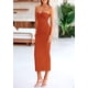 thumbnail image 4 of Vestido PRETTYGARDEN Strapless con Nudo Torcido Ajustado Maxi Color Óxido Talla M, 4 of 8