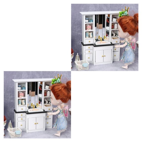 Vogacara Juego de gabinetes de cocina en miniatura para casa de muñecas a escala 1:12, muebles de 2piezas Tipo 3
