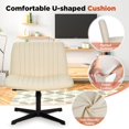 thumbnail image 5 of PayLessHere Criss Cross-Leg Office Chair - Armless Adjustable Fabric Seat,with No Wheels, Beige, 5 of 7