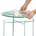 thumbnail image 6 of VECELO Small Round Side End Table, Folding Metal Coffee Table with Removable Tray for Living Room Bedroom Balcony and Office, Light Green, 6 of 6