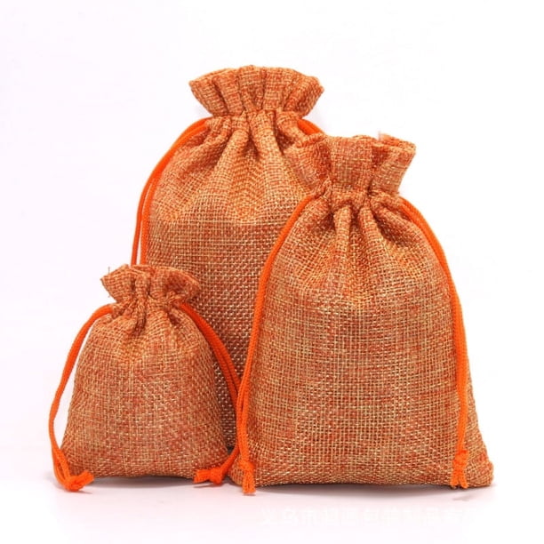 Bolsa de regalo de Navidad para guardar joyas, bolsita con cordón, bolsa de lino de imitación