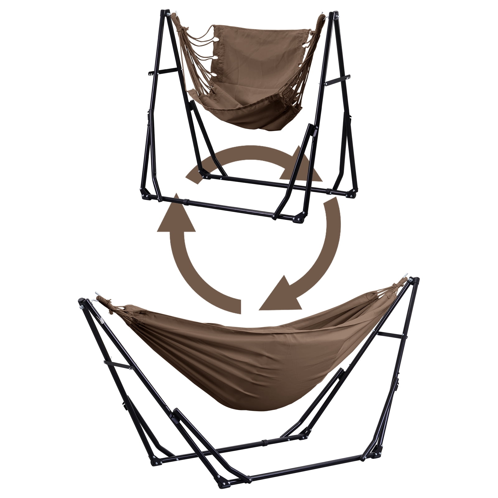 Ainfox 2 in 1 Hammock and Swing Chair with Stand, 550 lbs Capacity，Brown