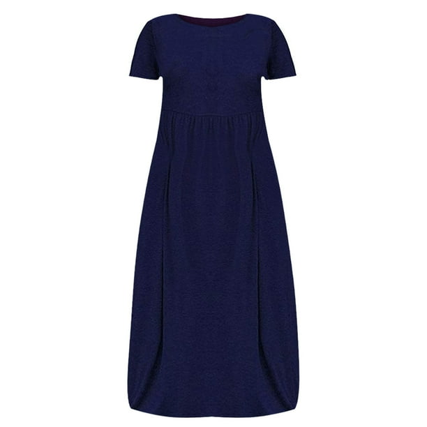 size 22 casual dresses Puntoco Dresses for women Women's Plus Size Casual Midi Dress Summer Short Sleeve Beach Dress Swing Flowy Tiered Dresses Light Blue 22(XXXXL)