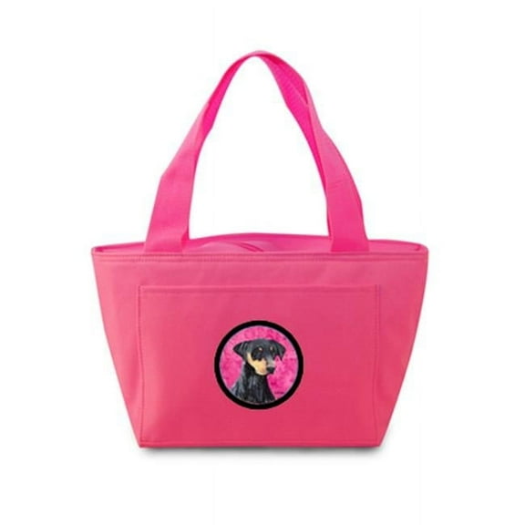 15 x 7 in. Doberman Zippered Insulated School Washable and Stylish Lunch Bag Cooler, Pink