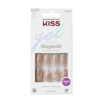 KISS Gel Fantasy Magnetic, Press On Nails, Drama, Brown, Medium Oval, 28 Count
