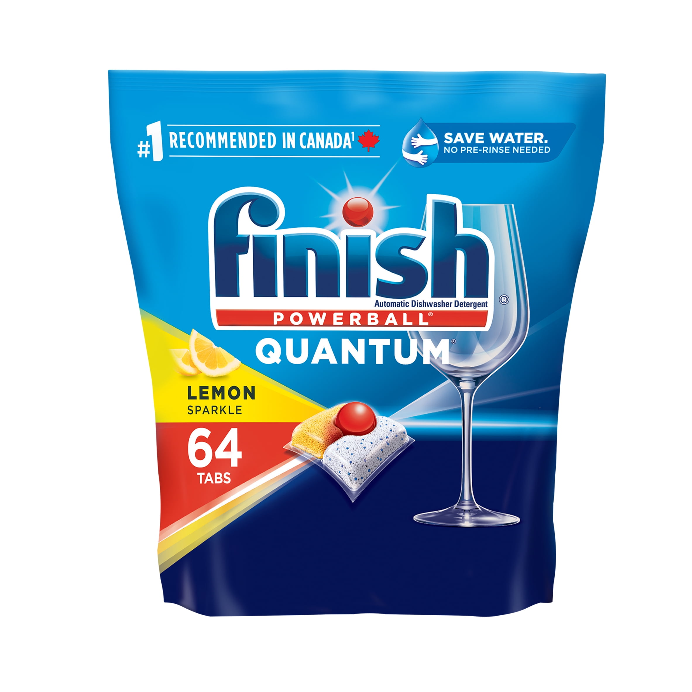 Finish Power Ball Quantum Dishwasher Detergent Pods, No pre sinse needed, For Deep clean & sparkling shine, Lemon Sparkle