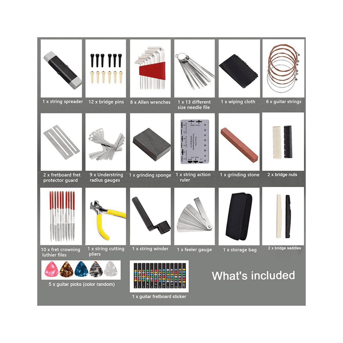 Guitar Repair Kit with 72 Parts-Professional Guitar Repair Kit and Accessories-For Electronic Guitars, Ukulele, Banjo