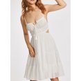 thumbnail image 5 of Yunliwuli Women Sling Dress, Spaghetti Straps Backless Tie-up Hollowed Summer Mini A-line Dress, 5 of 10
