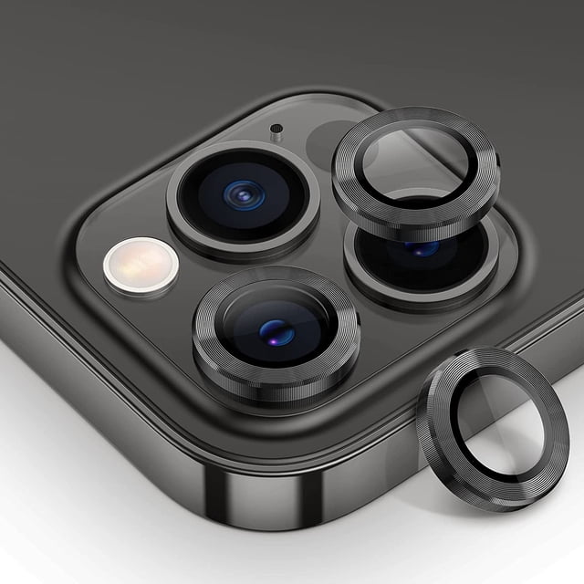 PINHEN for iPhone 13 Pro - iPhone 13 Pro Max Camera Lens Protector, 9H Tempered Glass Camera Cover Screen Protector Metal Individual Ring for iPhone 13Pro 6.1 inch iPhone 13 ProMax 6.7 inch