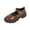 Brown, variant on Women's Fashion Casual Frosted Round Toe Side Zipper Thick Heel Thick Sole Loafers Mid-Heel Shoes Red 6.5