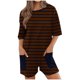 thumbnail image 1 of Pantalones de Mujer Bolsillos de Impresión Casual Traje de Manga Corta, Cuello Redondo Y Cómodos Trajes de Mujer Casual, 1 of 6