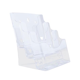 4 Tier Acrylic Brochure Holder 8.5 X 11 Inch, Clear Literature Organizer Magazine Stand 4 Pack Separate Removable Divider 4 X 9 Inch Brochures Magazin