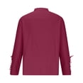 thumbnail image 3 of Mens Shirts Clearance Long Sleeve V-neck Casual Pullover Breathable Shirt Blouse Wine L, 3 of 5