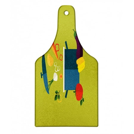 

Vegetable Art Cutting Board Vegetarian Soup with Ingredients Cooking Pot Diet Heath Well Being Theme Decorative Tempered Glass Cutting and Serving Board in 3 Sizes by Ambesonne