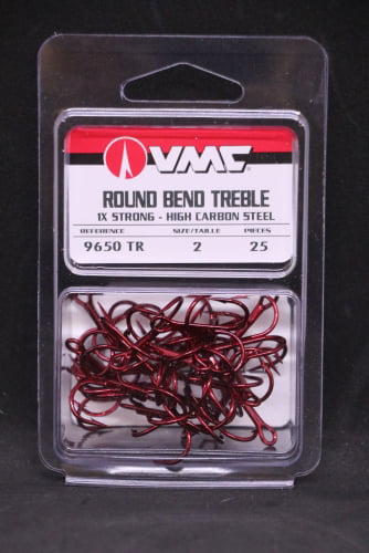 VMC 9650 Round Bend Treble Hooks Size 6 Pack of 25 9650BZ-06 Bronze 1X Strong 