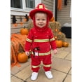 thumbnail image 3 of RUINIXCW Baby Boy Halloween Costume Long Sleeve Firefighter Suspender Jumpsuit, Hat, 3 of 8