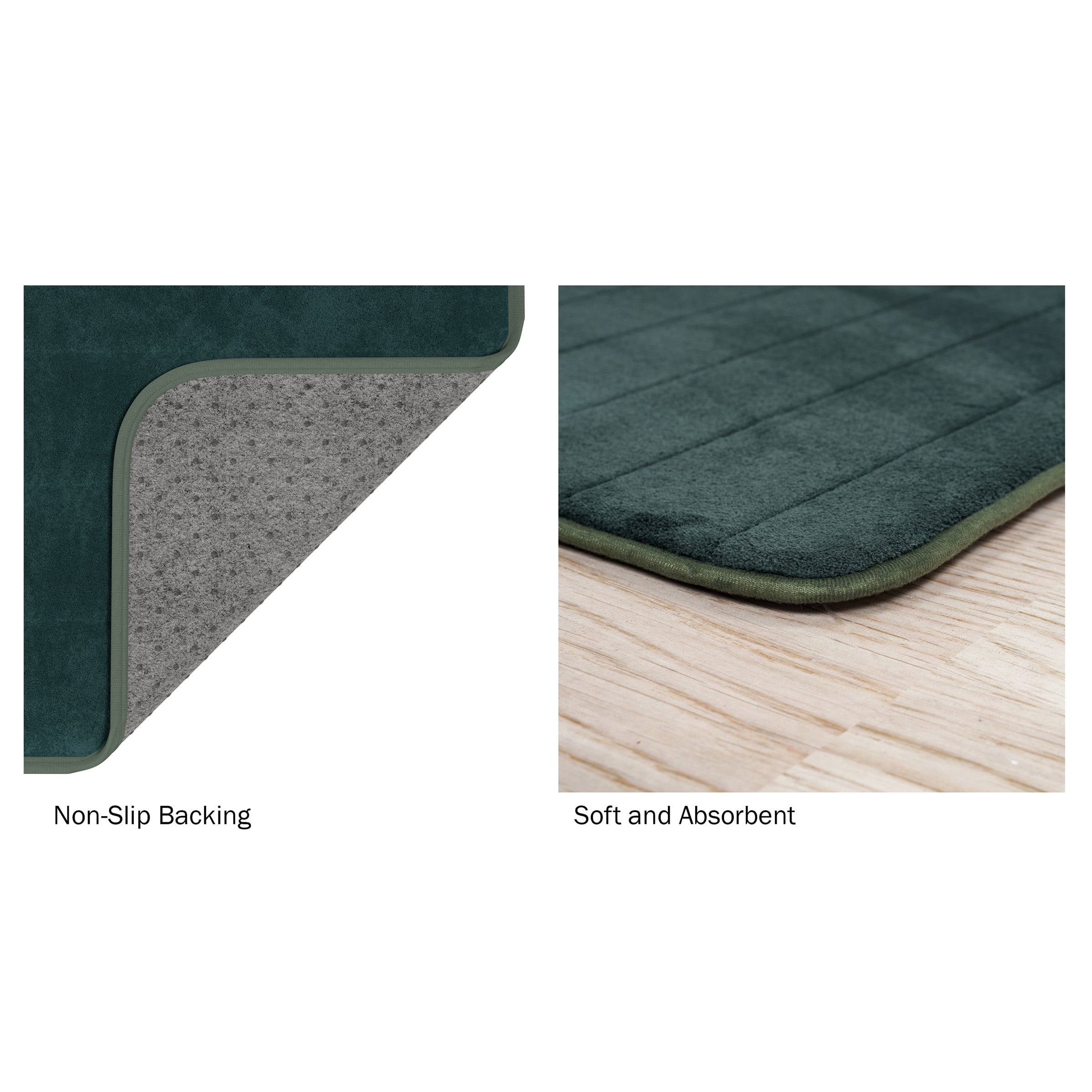 Somerset Home Oversized Nonslip Memory Foam Bathroom Rug Runner, Forest Green