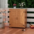 thumbnail image 2 of DUOSONG Potting Bench With Storage Cabinet And Metal Table Top For Outdoor Patio,Outdoor Work Station Table Light Brown Solid Wood Garden & Outdoor Outdoor & Patio Deck Boxes & Patio Storage, 2 of 14